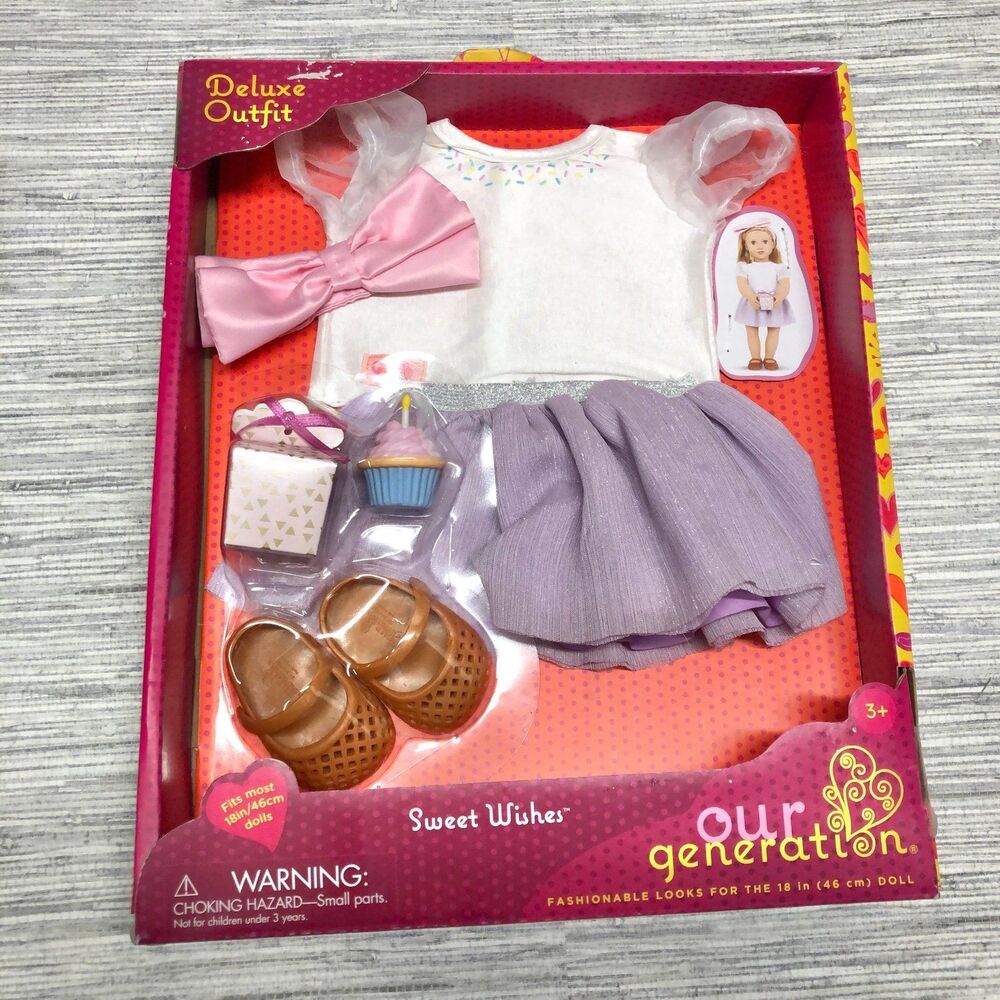 Our Generation Sweet Wishes Fashion birthday Outfit with Cupcake for 18" Dolls